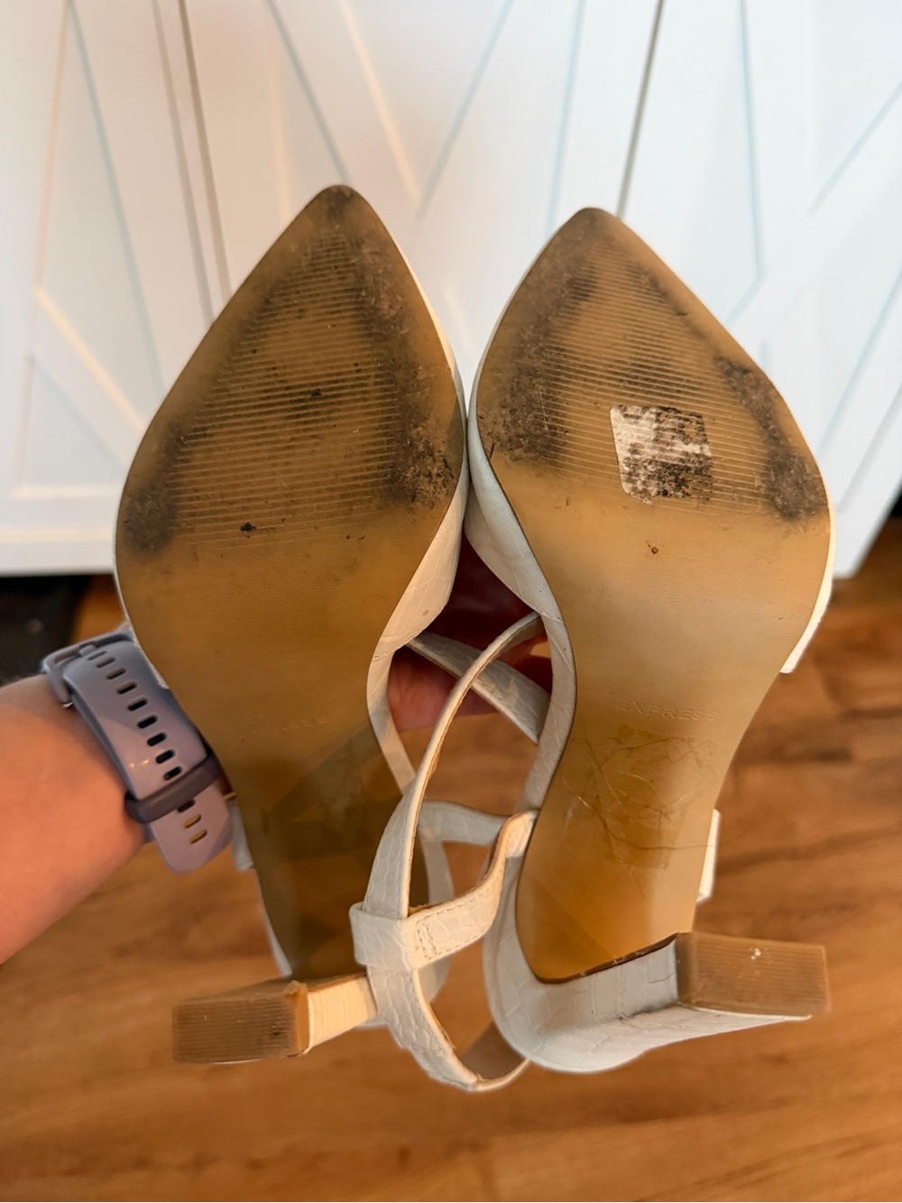 Express White Pointed Toe Cross-Strap Heels - Picture 4 of 4